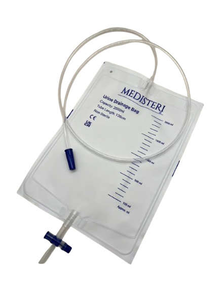 APEXMED 2000 ml urine drainage night bag with hanger and outlet tap